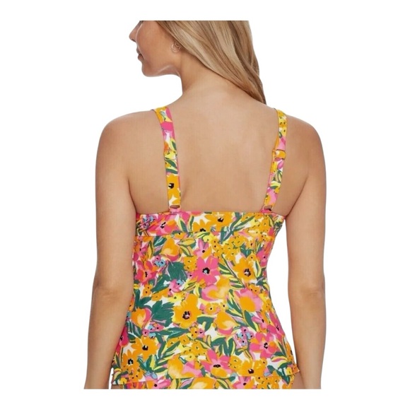 Anne Cole Swimsuit Tankini Size 18W Floral Multicolour Underwire Ruching - Picture 8 of 16